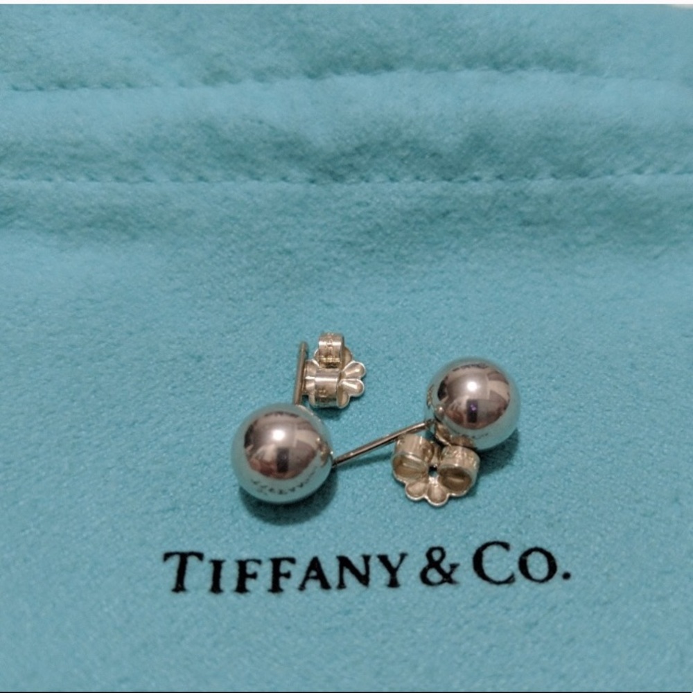 Tiffany & Co 8mm Sterling Silver Ball Earrings - Picture 2 of 8